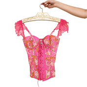 Pink Floral Corset Top (S/M)