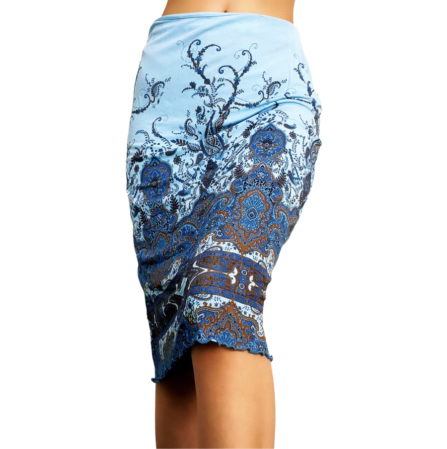 Blue Paisley Midi Skirt (S)