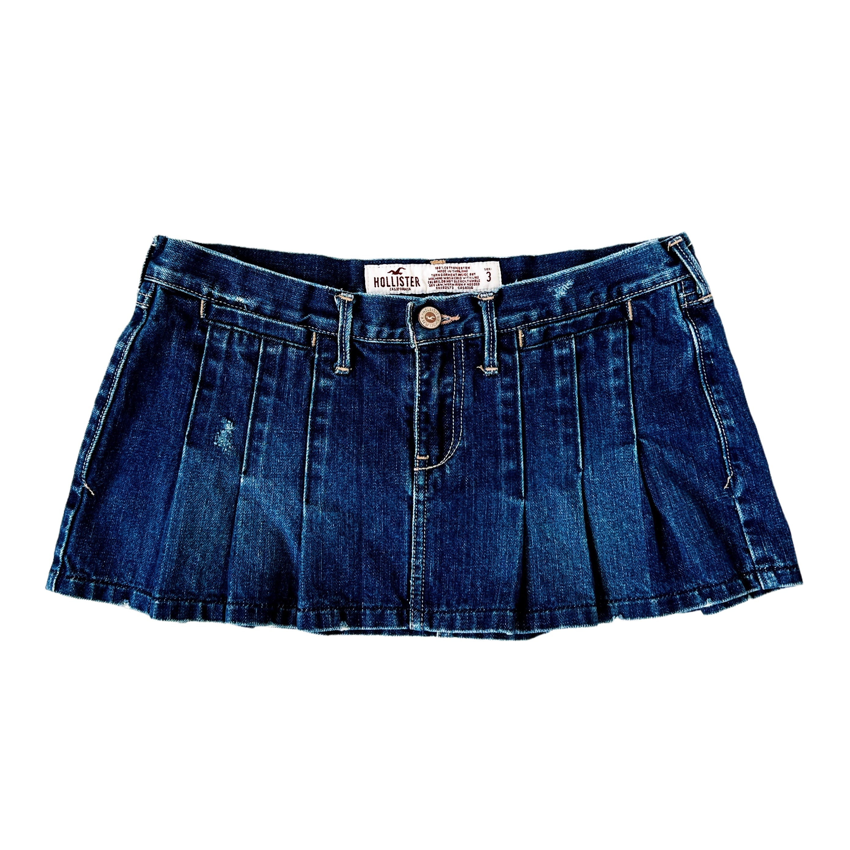 Early 2000s Pleated Denim Mini Skirt (XS)