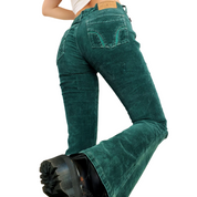 Teal Corduroy Flare Pants (S)