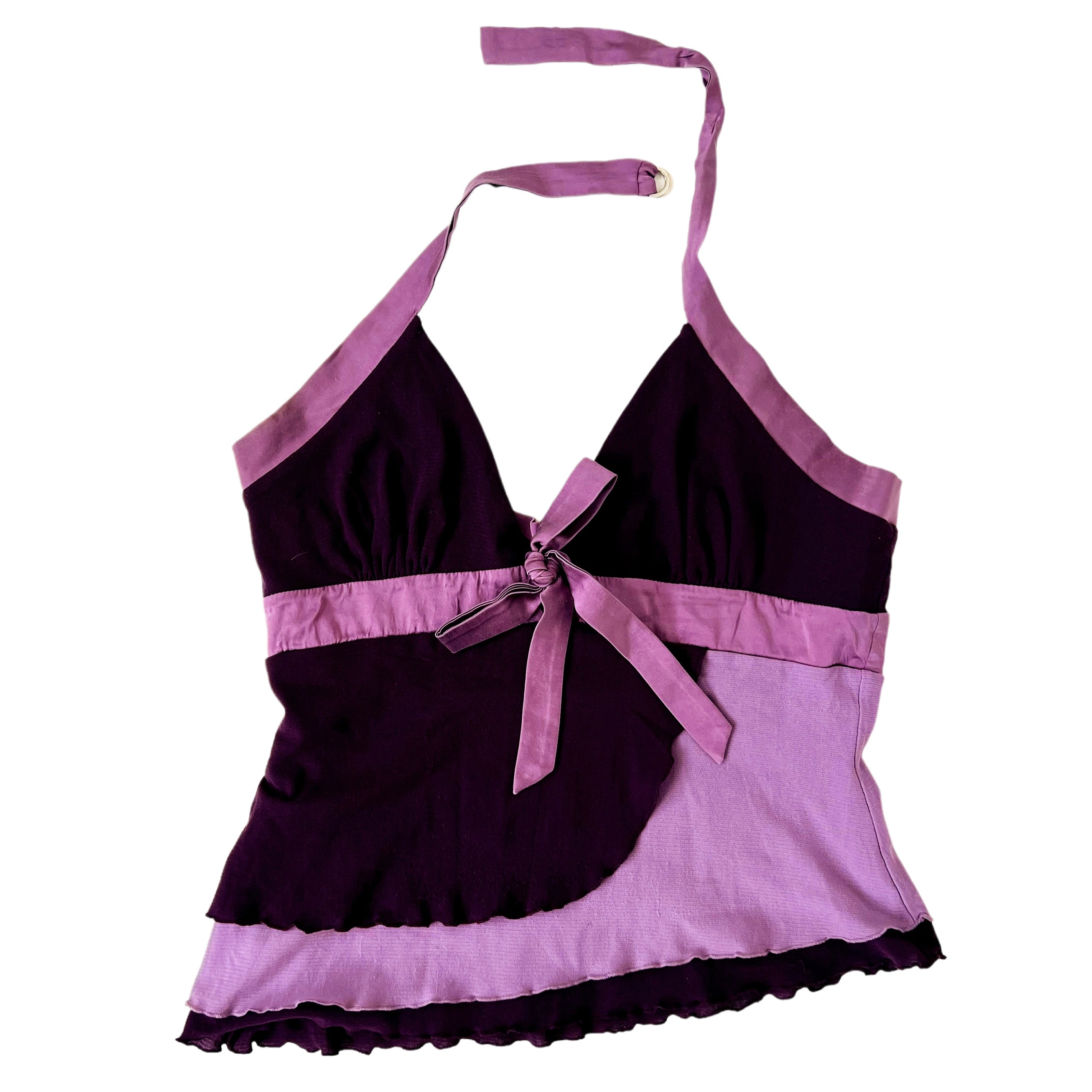 Vintage Silky Purple Bebe Top (M/L)