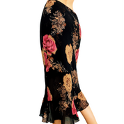 90s Sparkly Floral Midi Skirt (S)