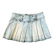 Early 2000s Pleated Denim Mini Skirt (XXS/XS)