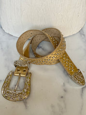 Western gold leather belt