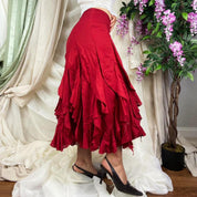 Y2K Red Ruffle Salsa Skirt (Medium)