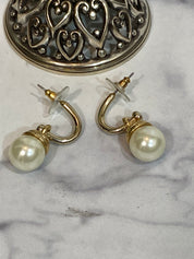 Vintage Pearl Hoop Drop Earrings