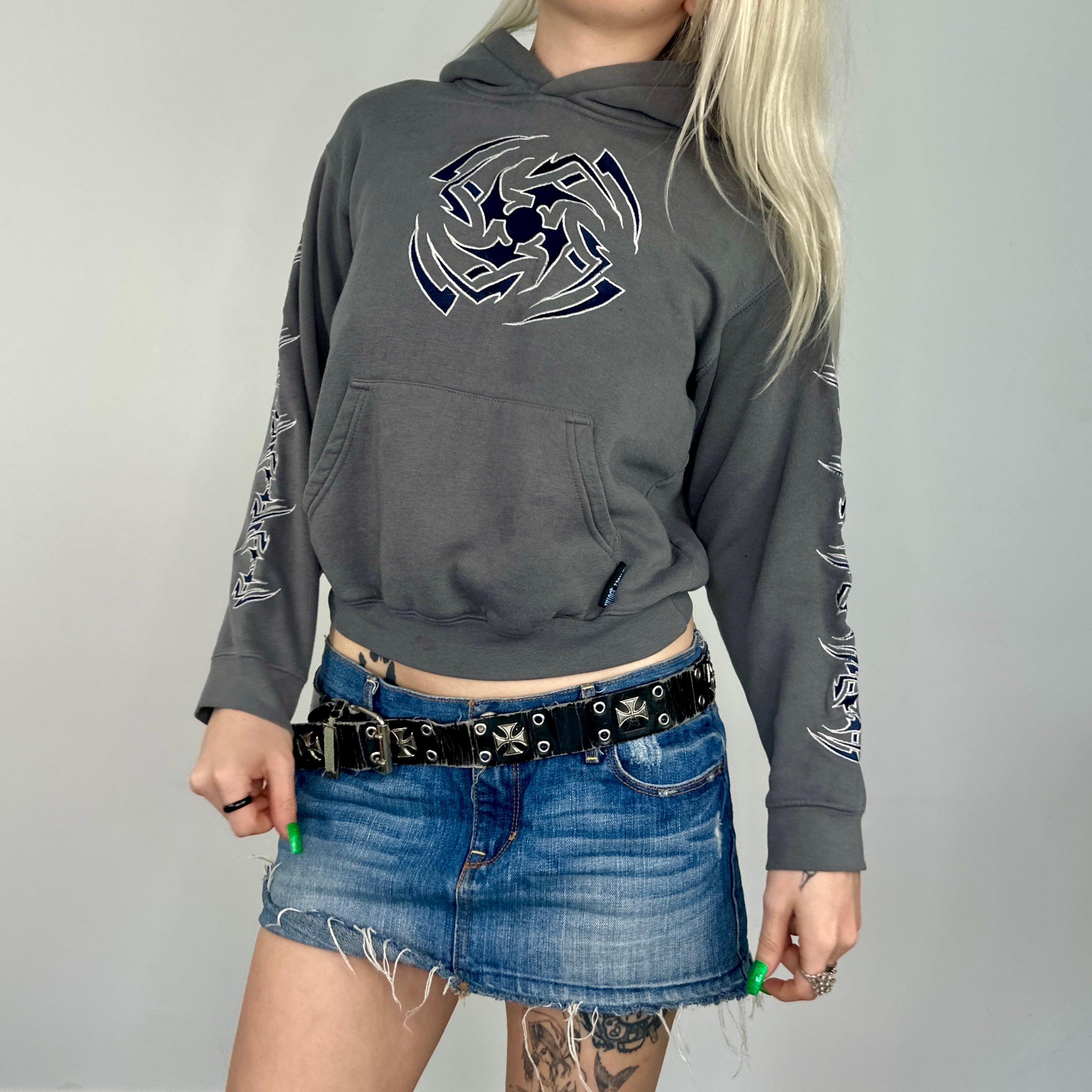 Tribal Cropped Hoodie (XS)