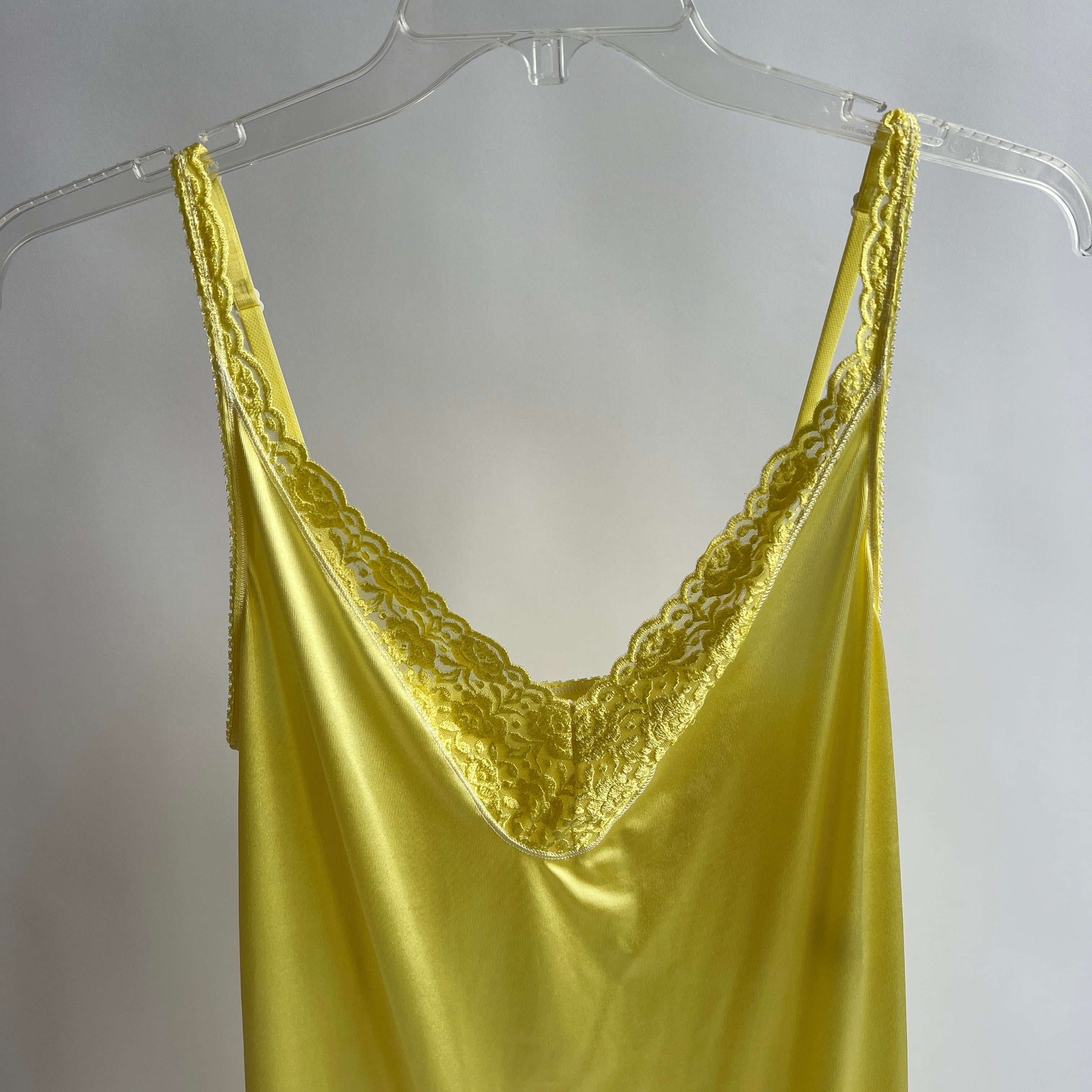 Lemon yellow hand dyed maxi slip dress - XL