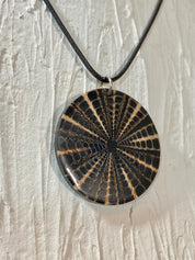 Brown and Beige Nautilus Shell Round Slice Pendant