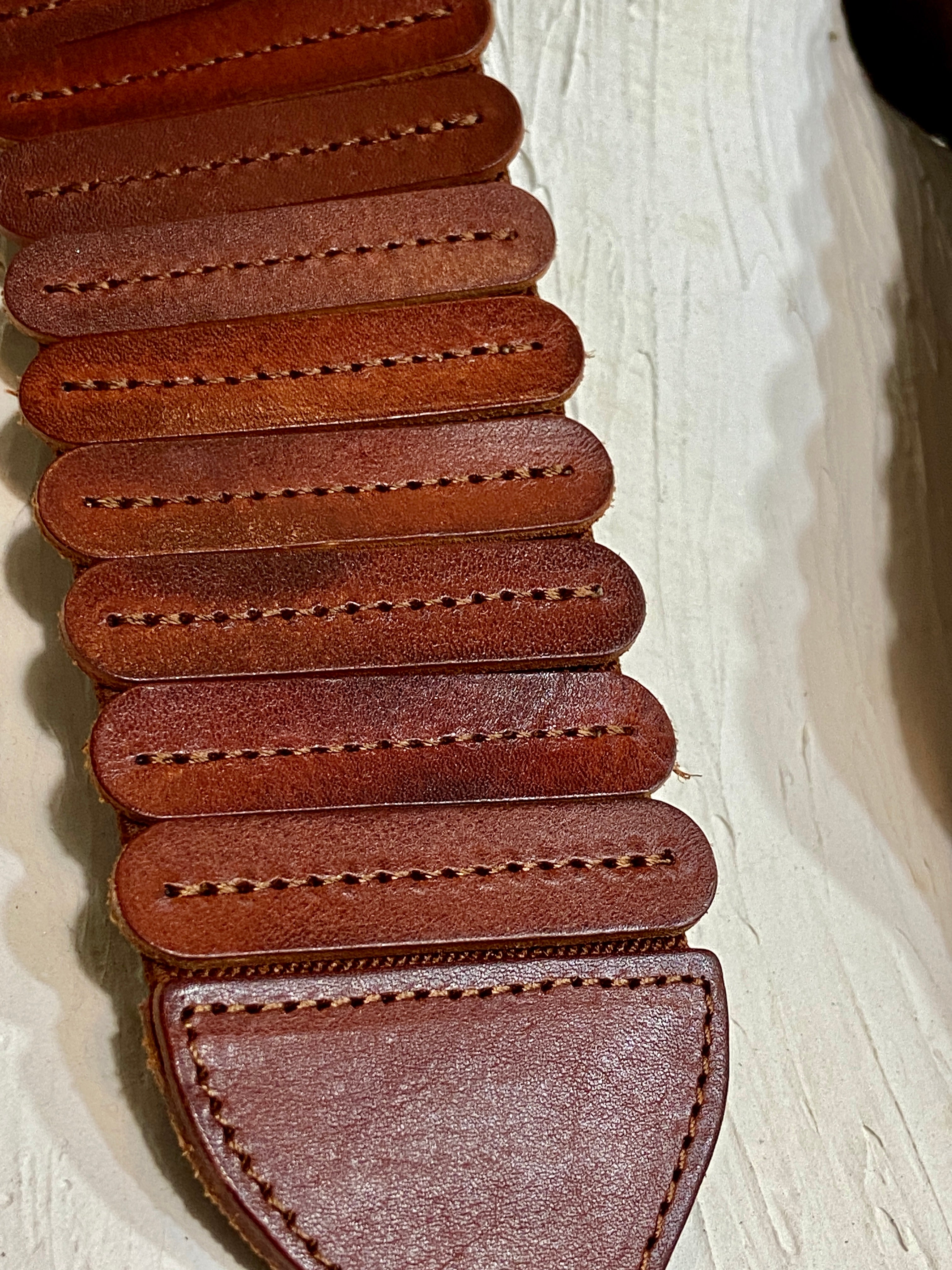 Brown Leather Dress Belt Elastic