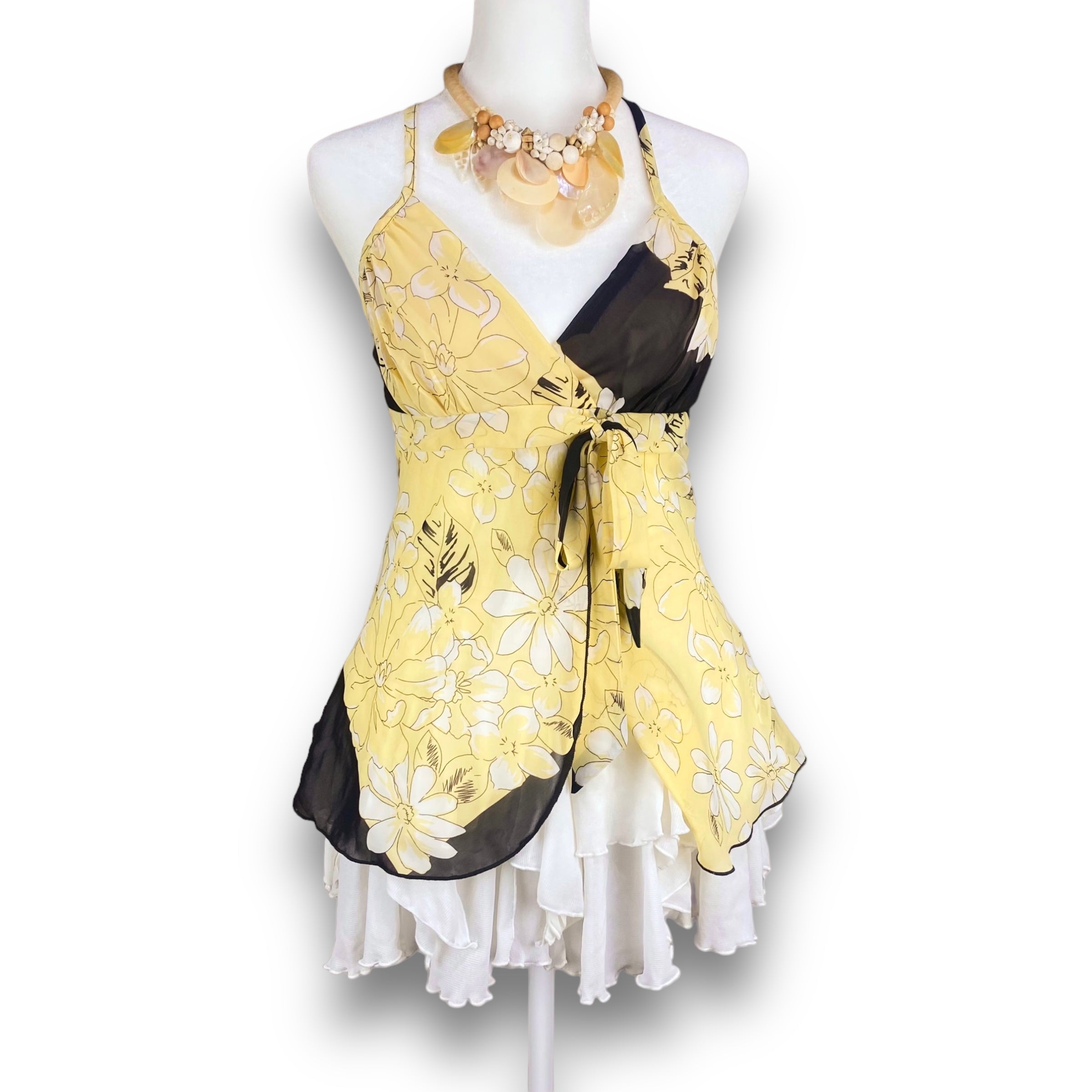 Y2K Floral Chiffon Babydoll Cami (Small)