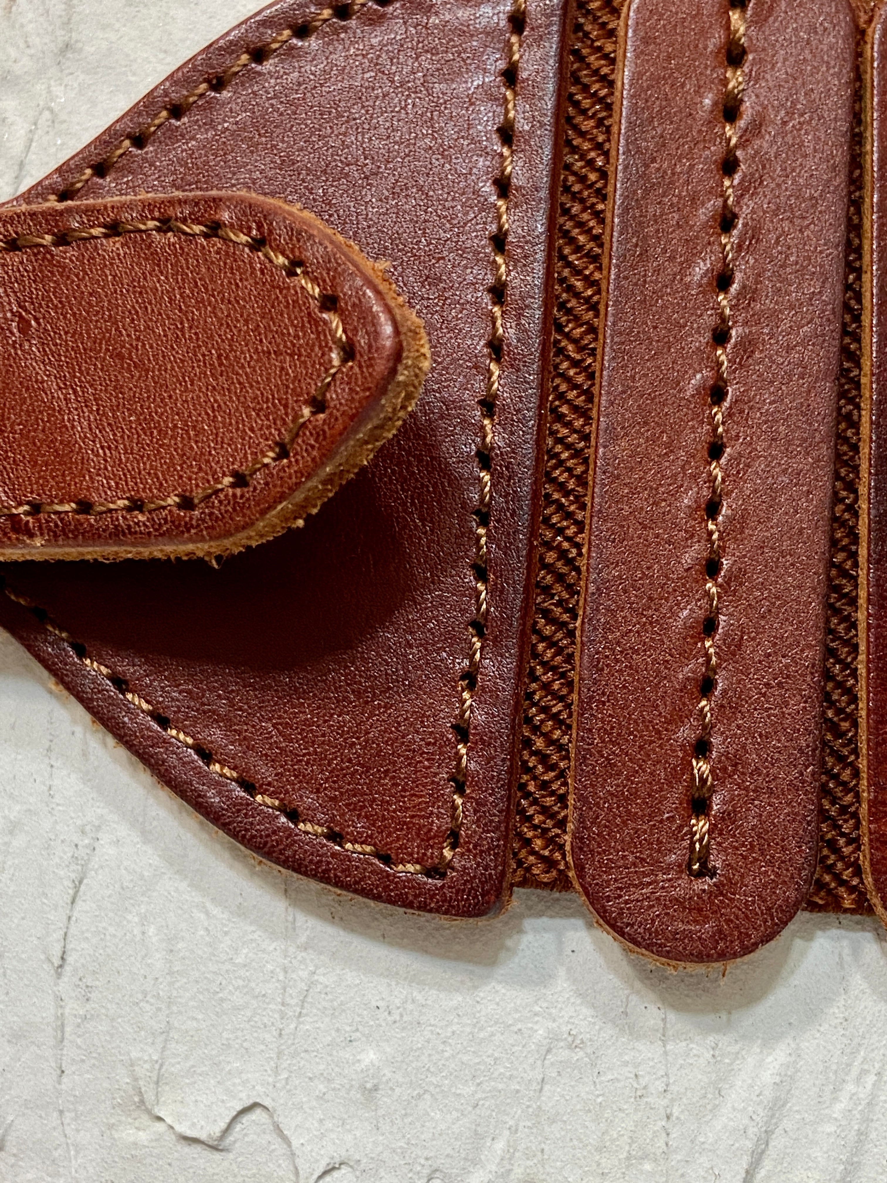 Brown Leather Dress Belt Elastic
