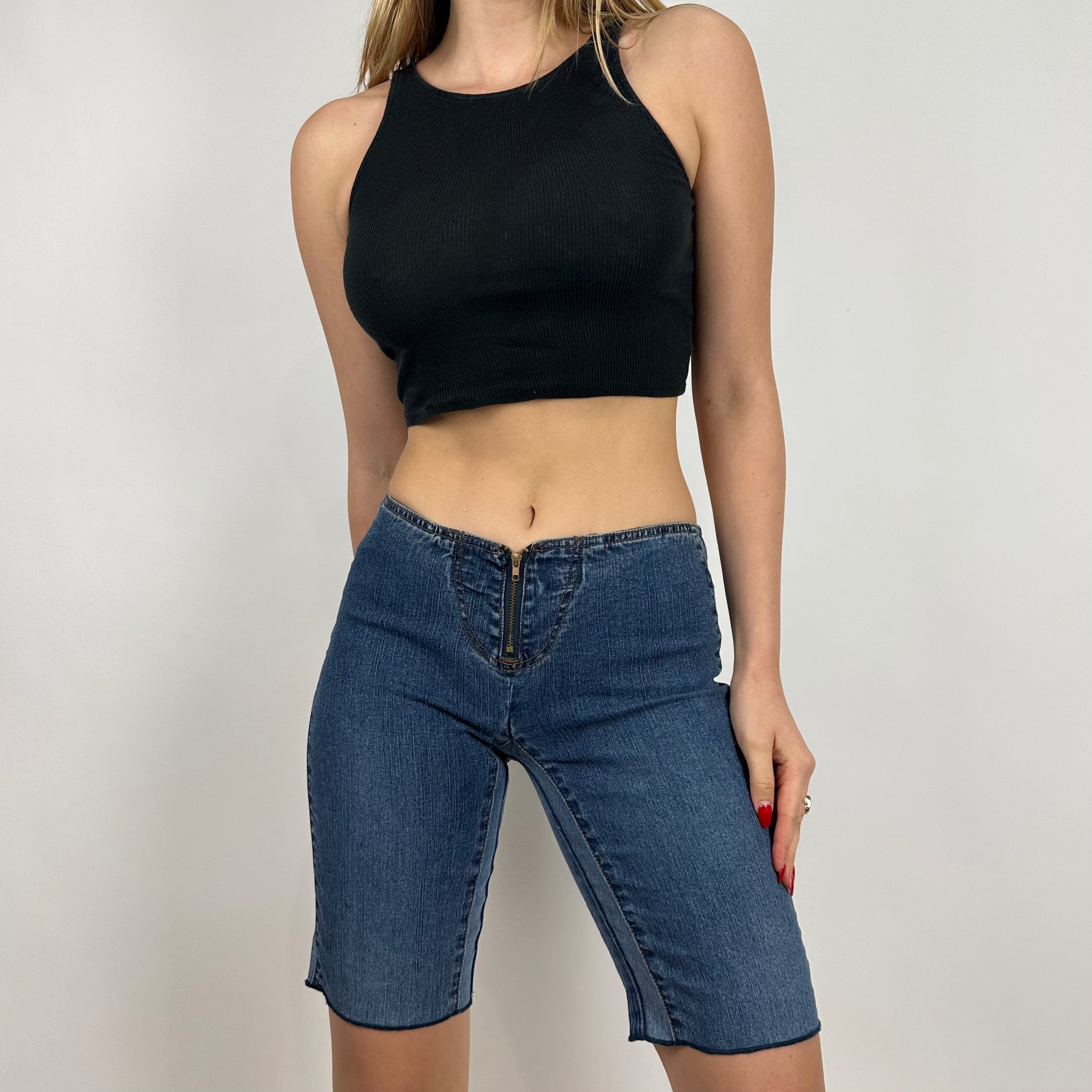 Y2K Low-Rise Long Denim Shorts (0/2)
