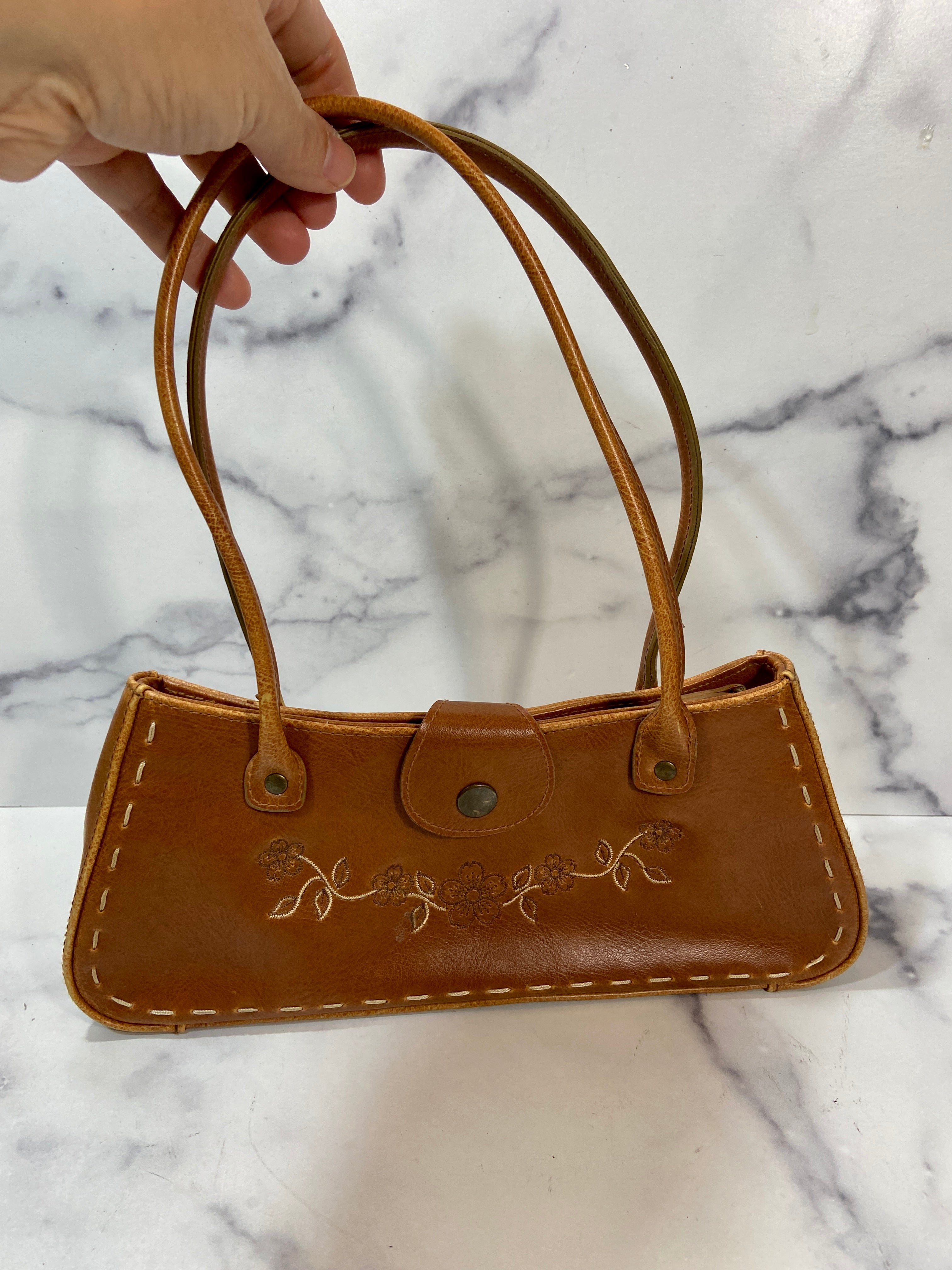 Faux Leather Embroidered Purse