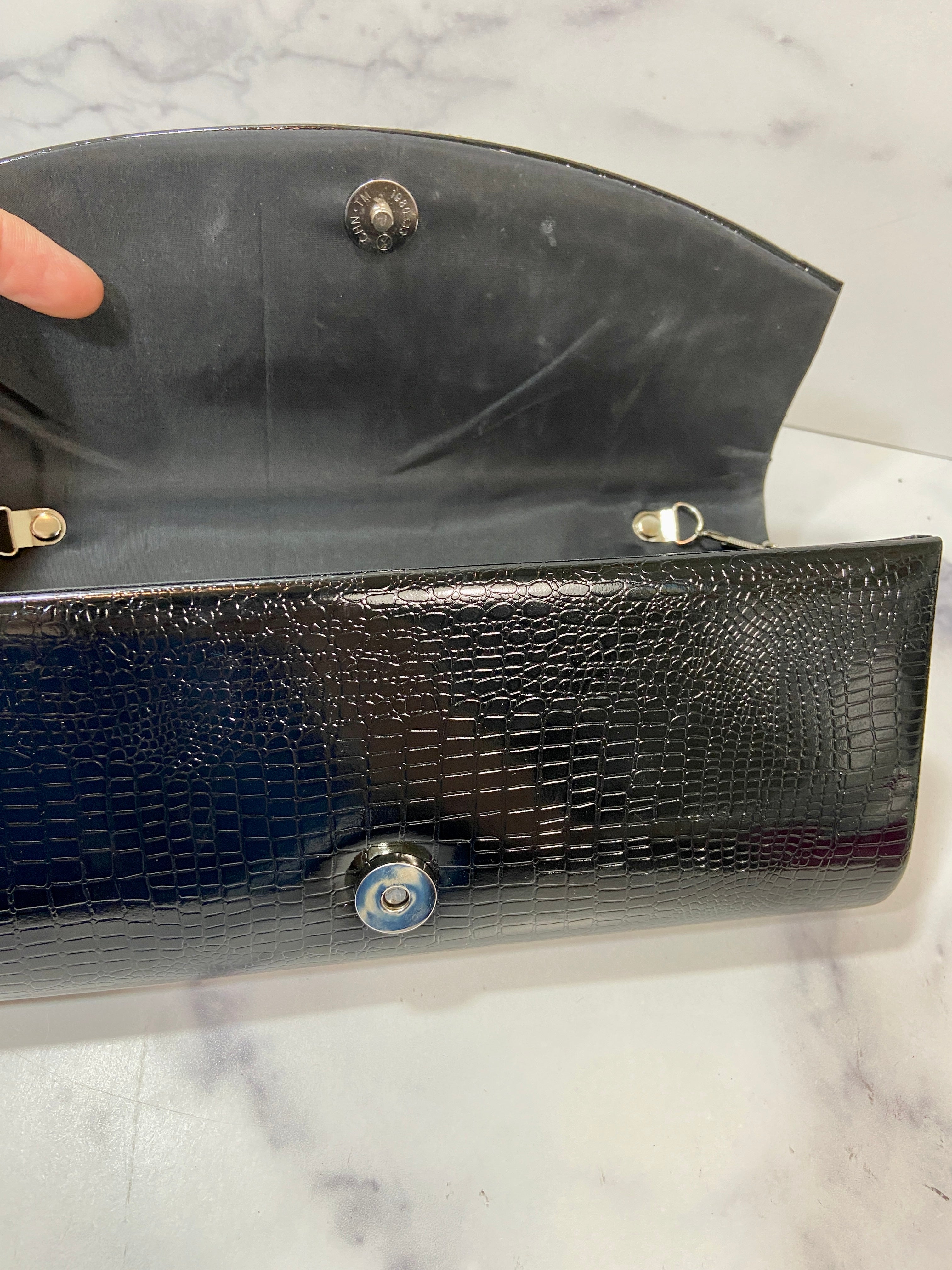 Black sparkle formal clutch bag