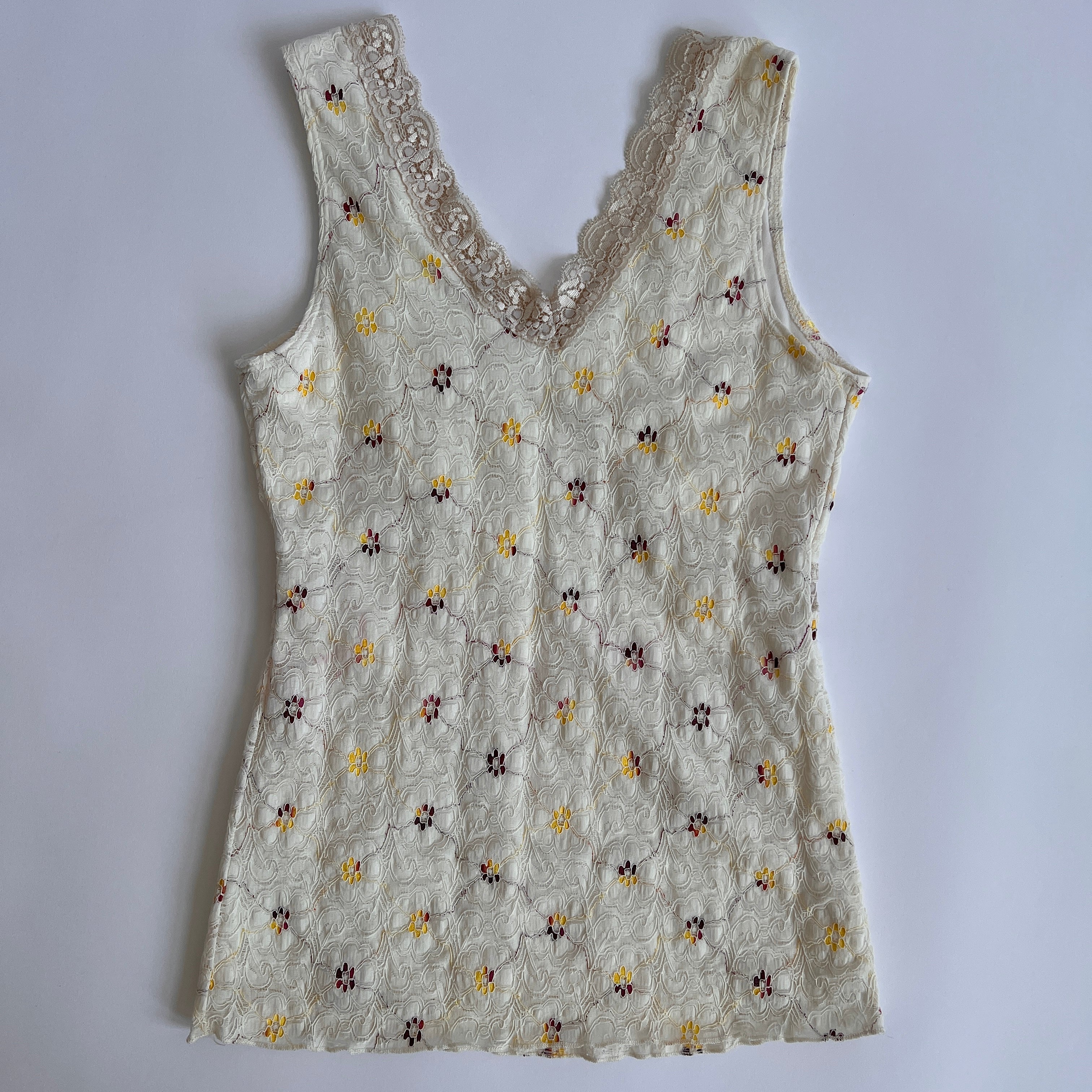 Y2K Lacey floral tank - M