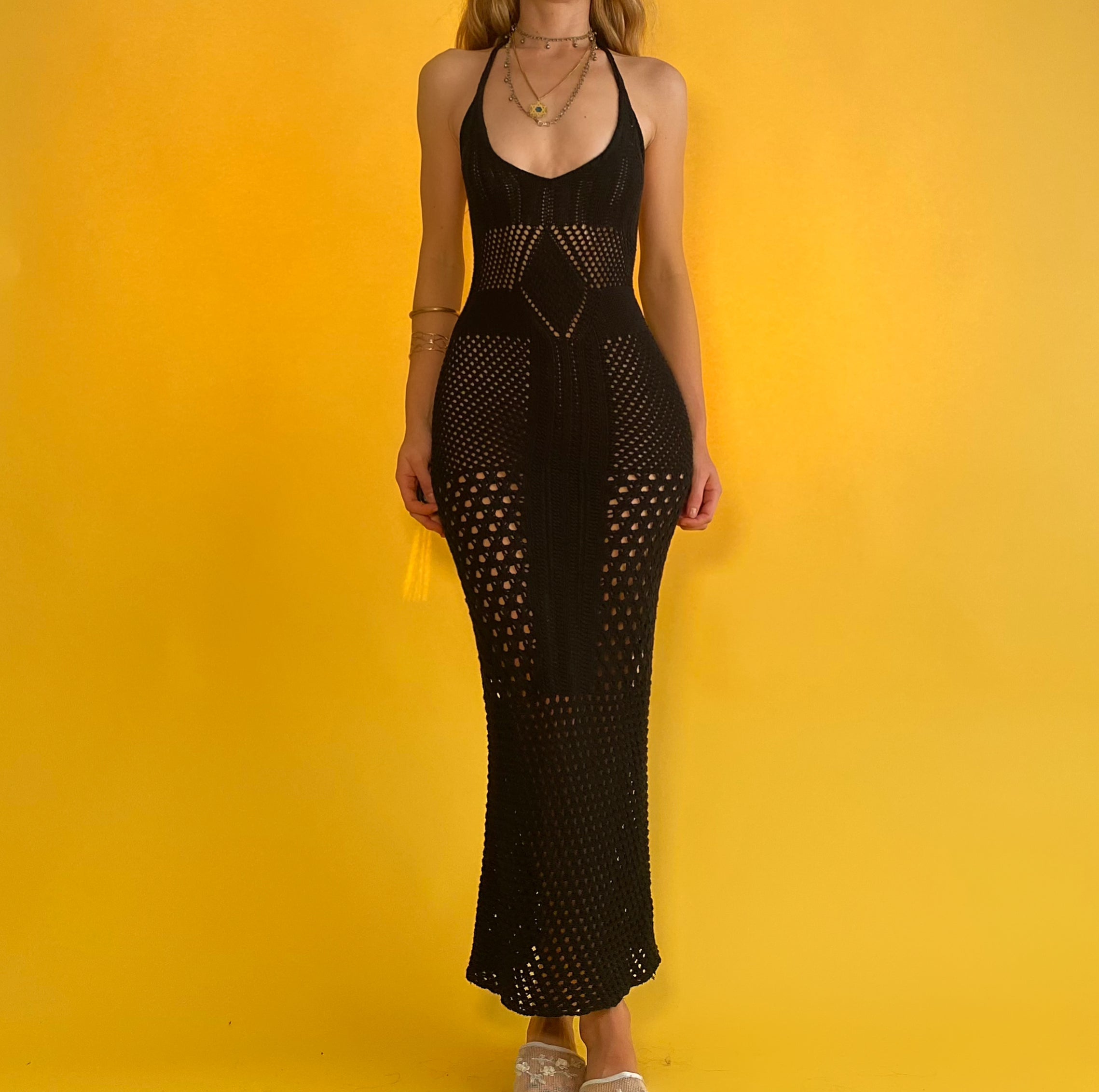 Crochet Halter Maxi Dress
