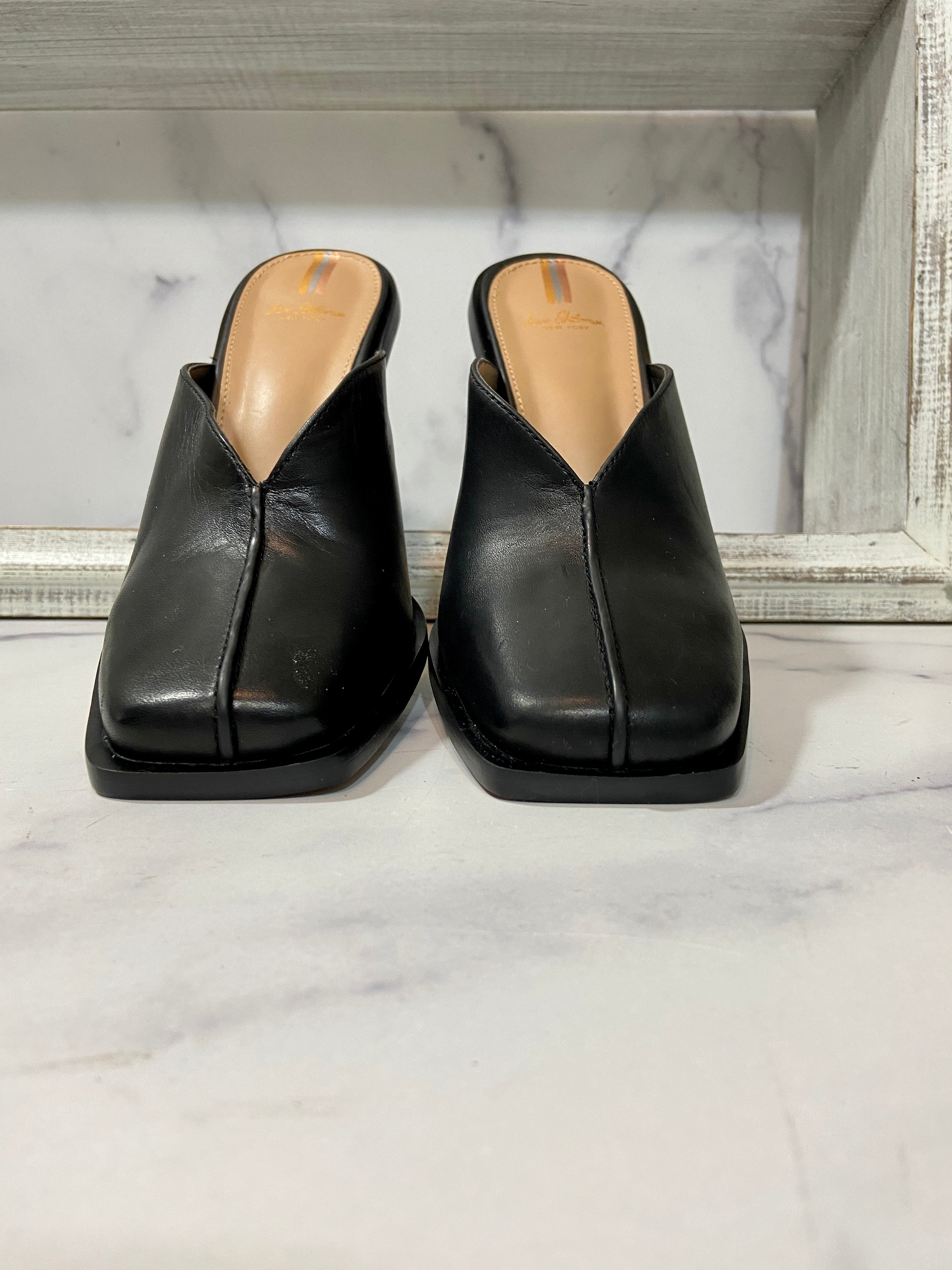 Everly Black Mule Leather Square S Sam Edelman