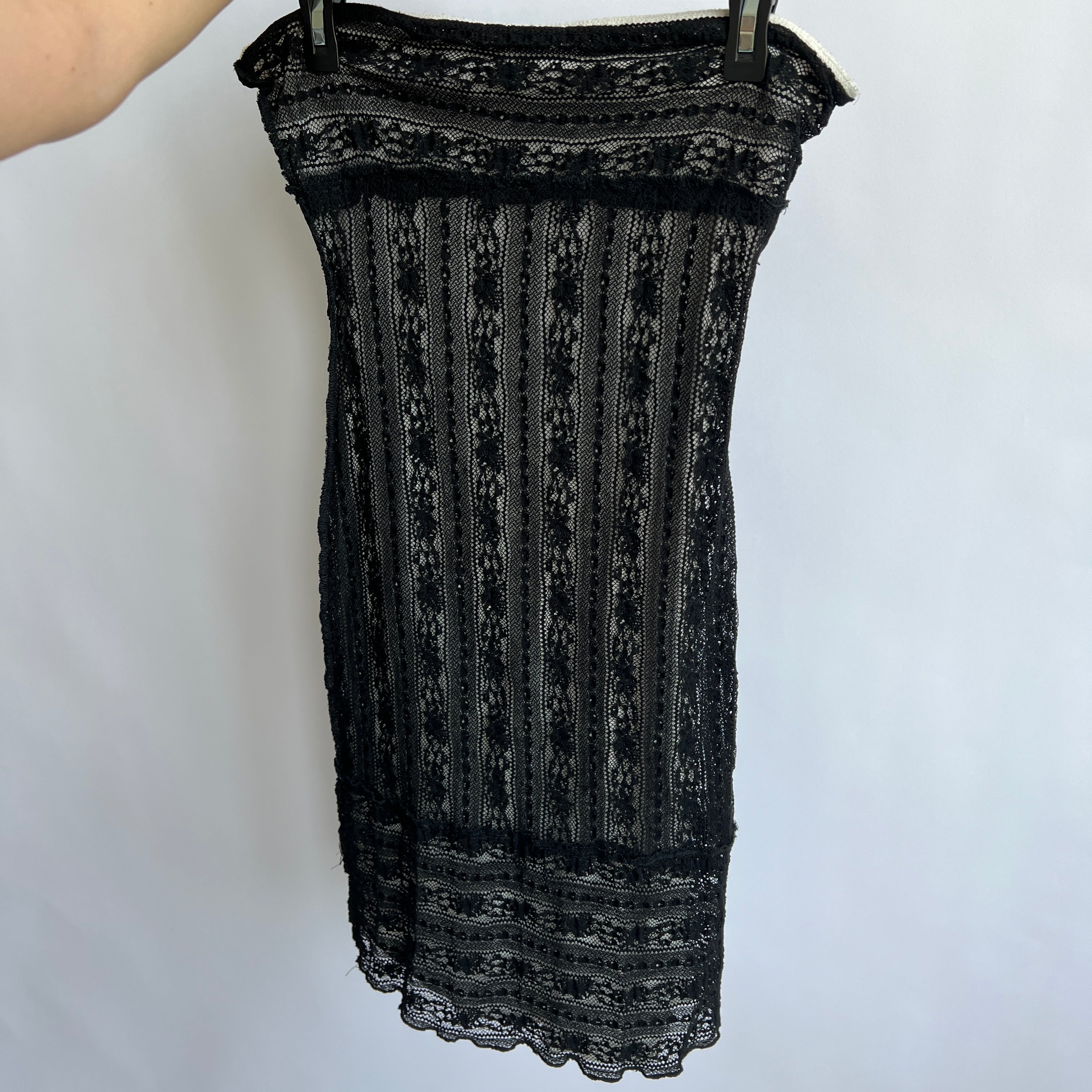 Y2k strapless black lace dress - M/L