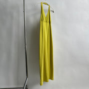 Y2K chartreuse halter maxi dress - L/XL