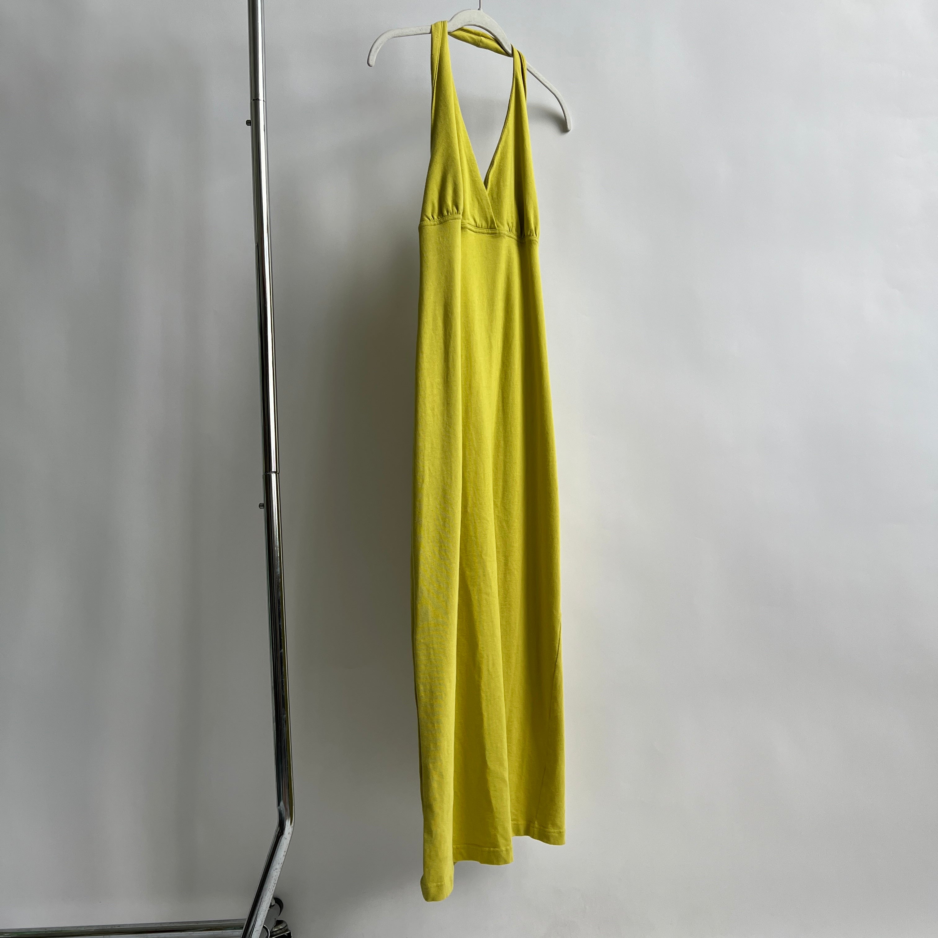 Y2K chartreuse halter maxi dress - L/XL