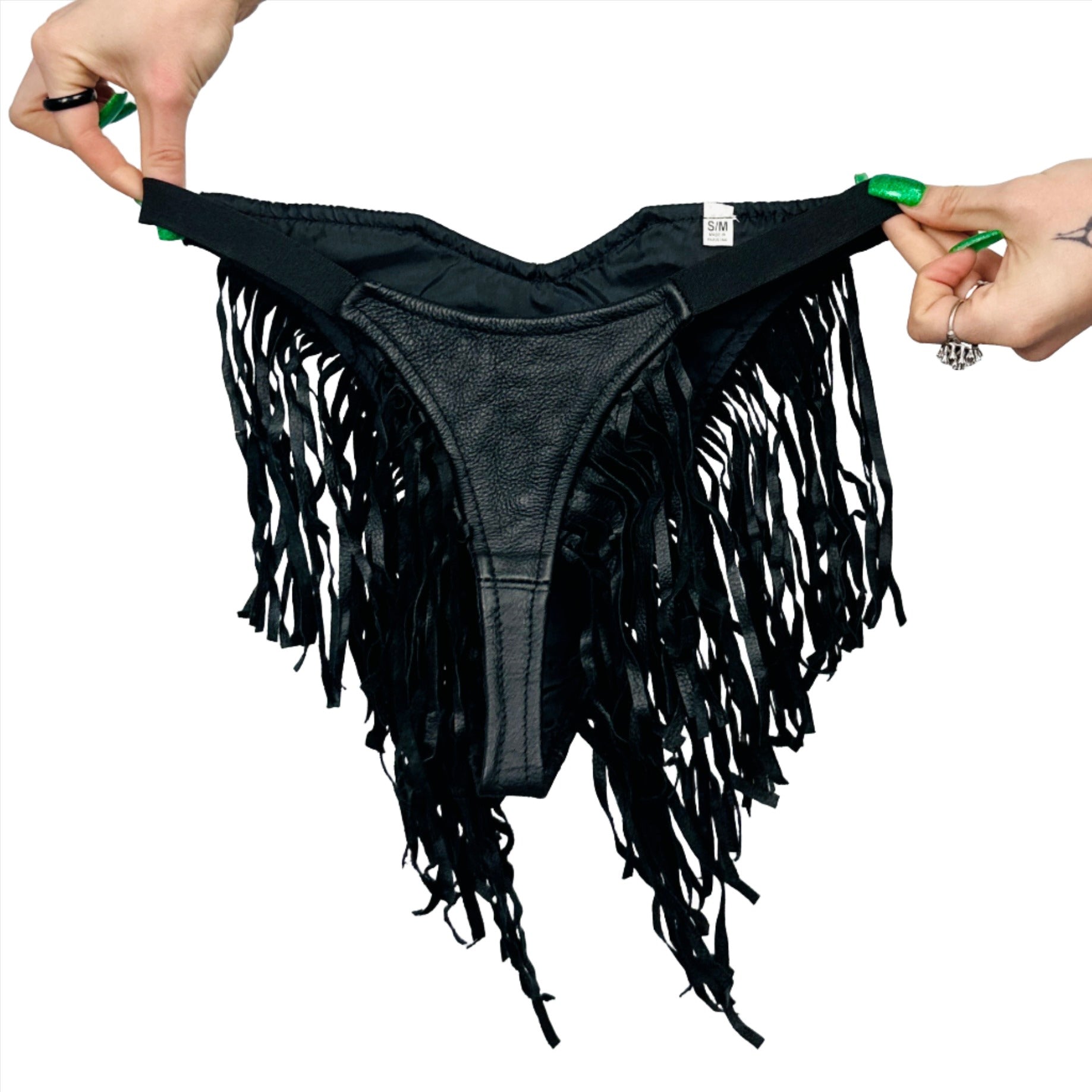 Deadstock Leather Fringe Thong (M)