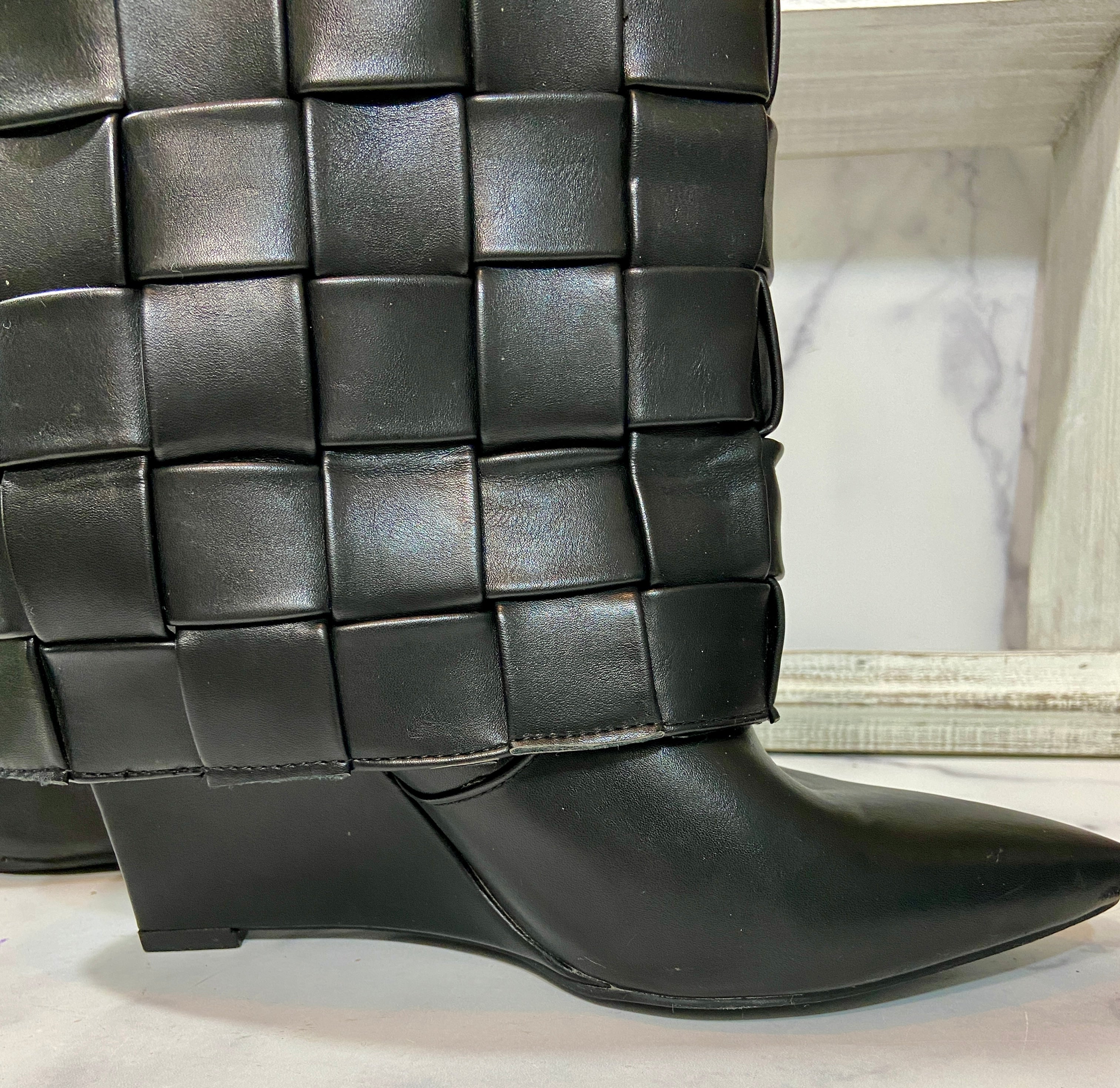 AZALEA WANG black leather boots (8)