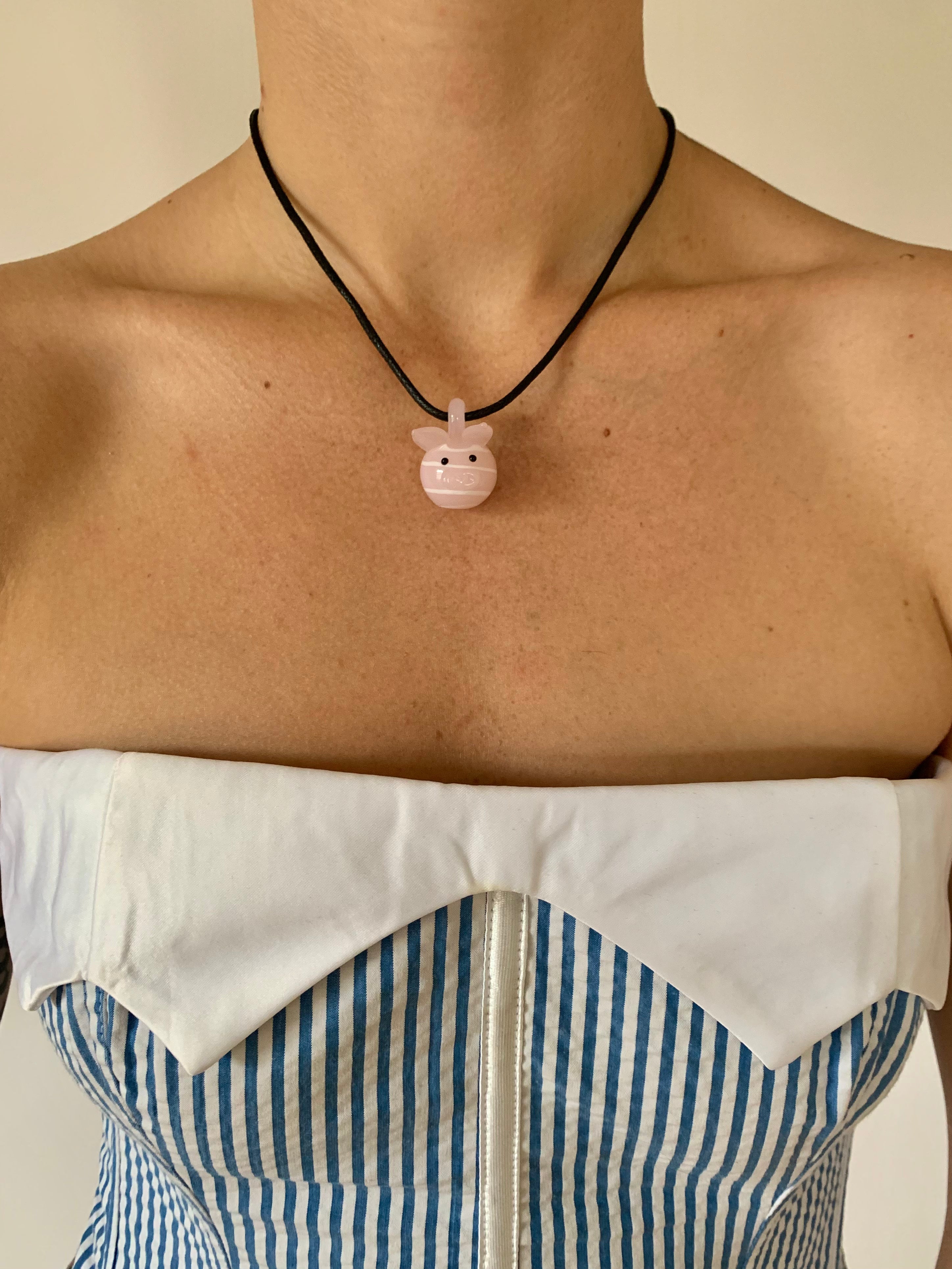 Vintage Glass Pig 🐷 Necklace