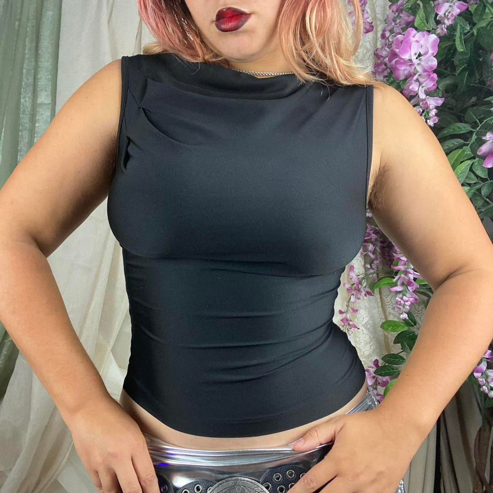 90s Sleek High Neck Top (Small)