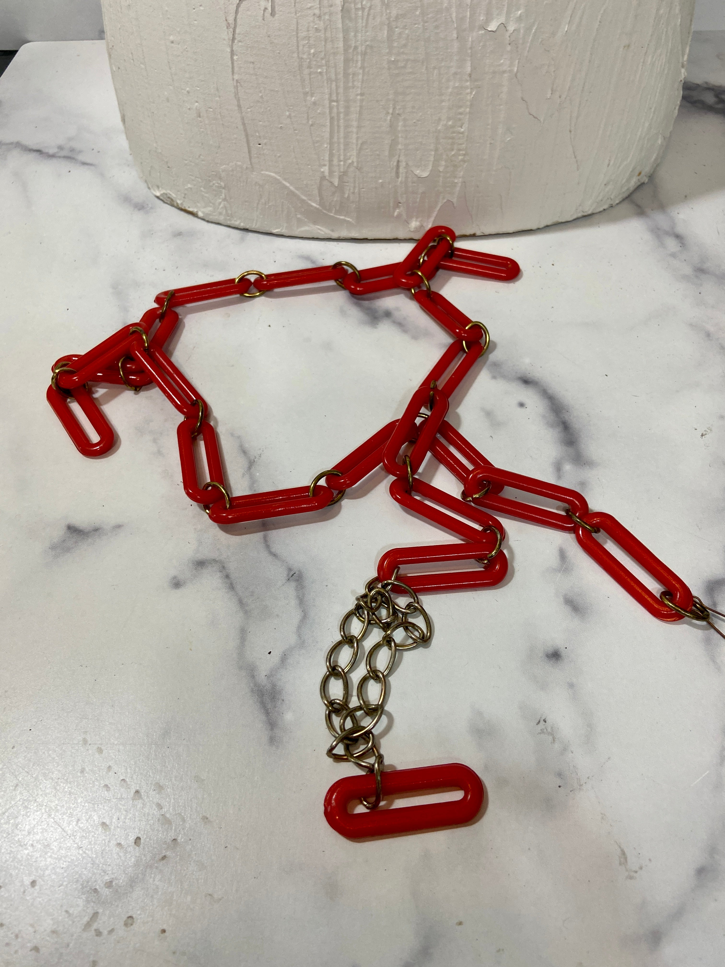Belly Chain Belt Vintage Rectangular Amber Lucite Links Chain...