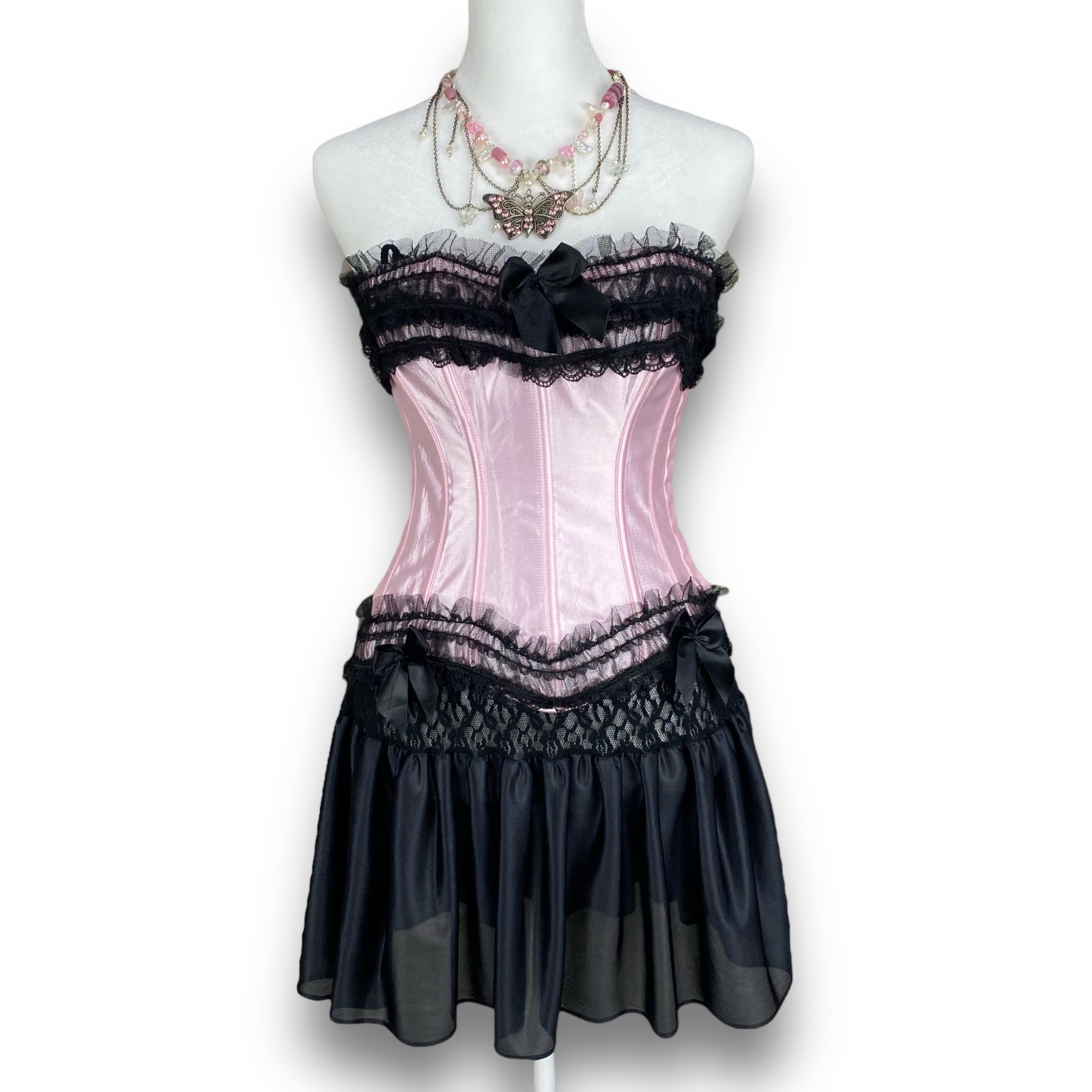 Y2K Baby Pink Satin Corset (XS/S)