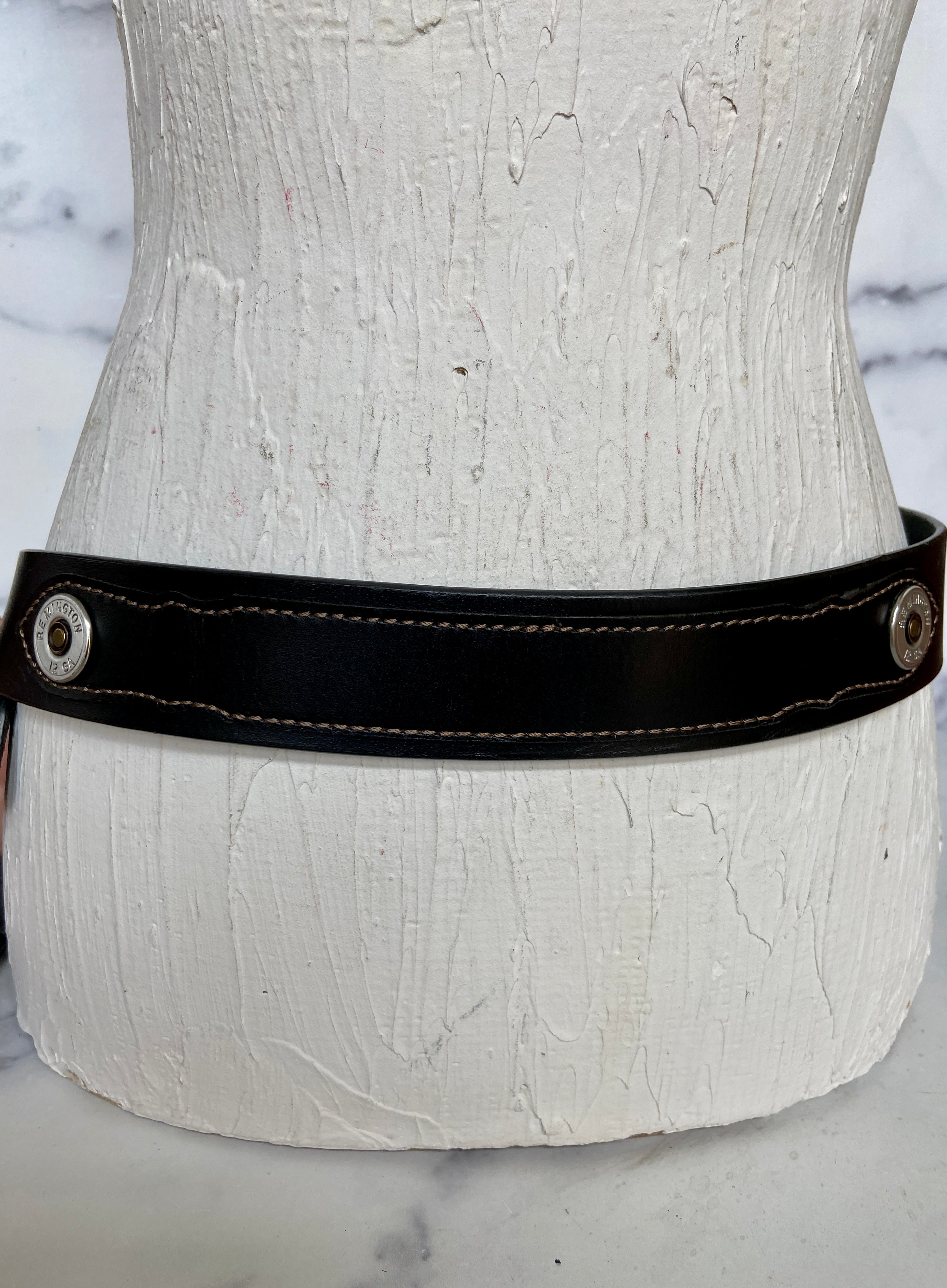 Remington black leather belt