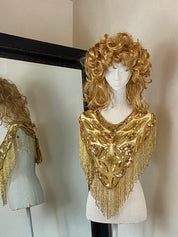 Vintage gold Glass Beaded Fringe & Sequin Shrug