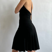 Y2K Black studded halter midi dress - S/M