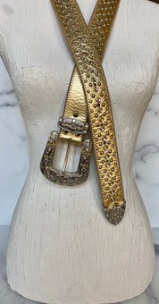 Western gold leather belt