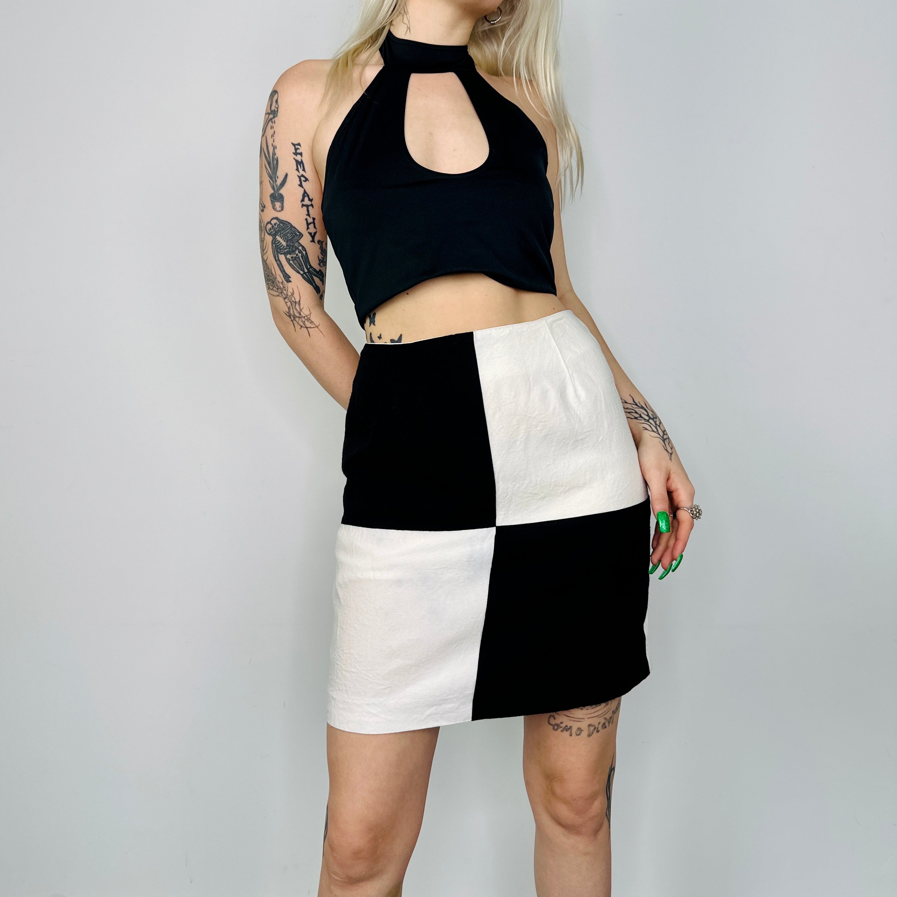 Vintage Black + White Miniskirt