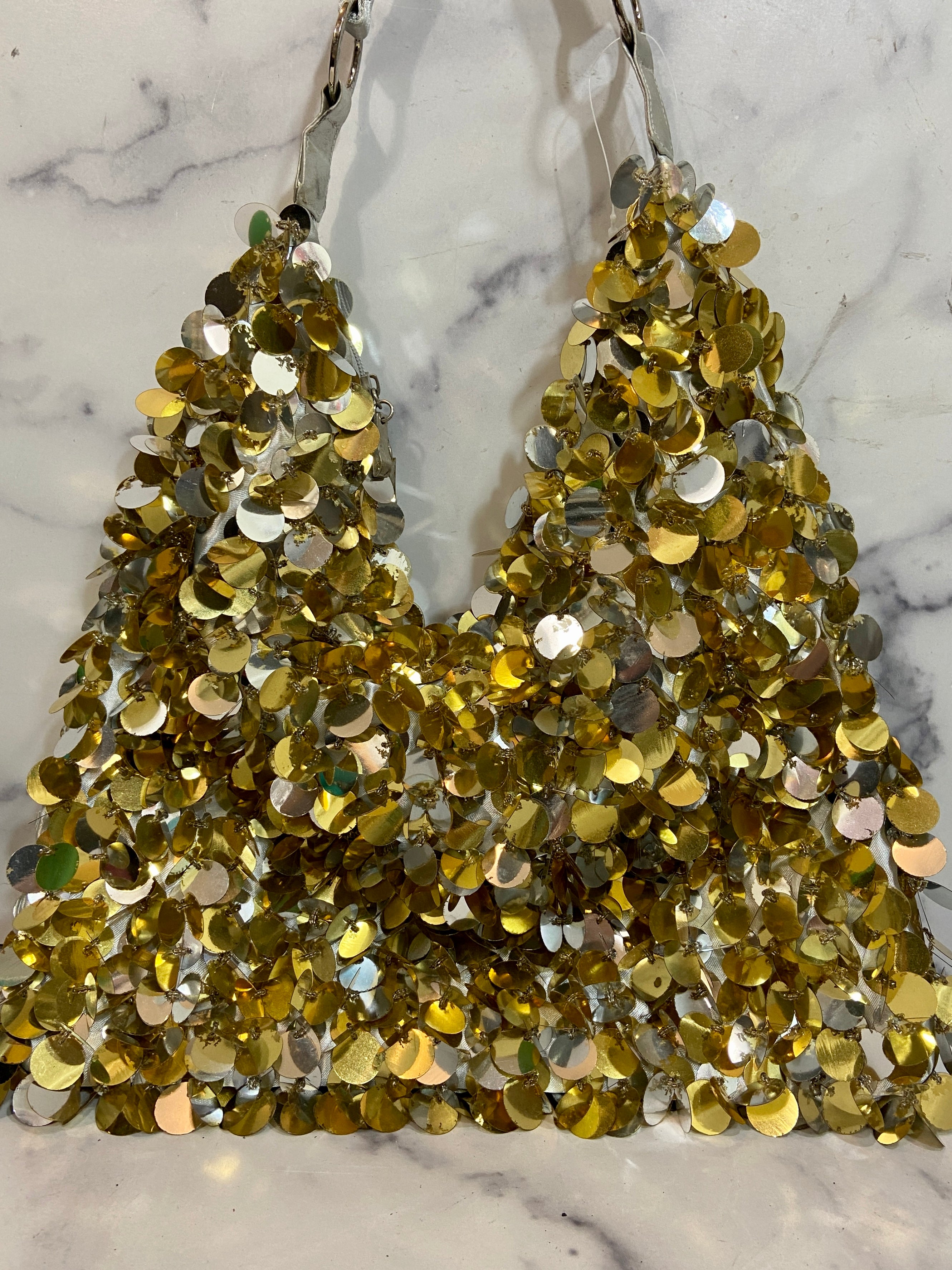 Sequined purse  gold and silver