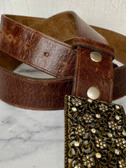 Vintage Women Leather Belt With Hollow Flower