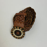 Vintage Braided Boho Russet Leather Belt (O/S)