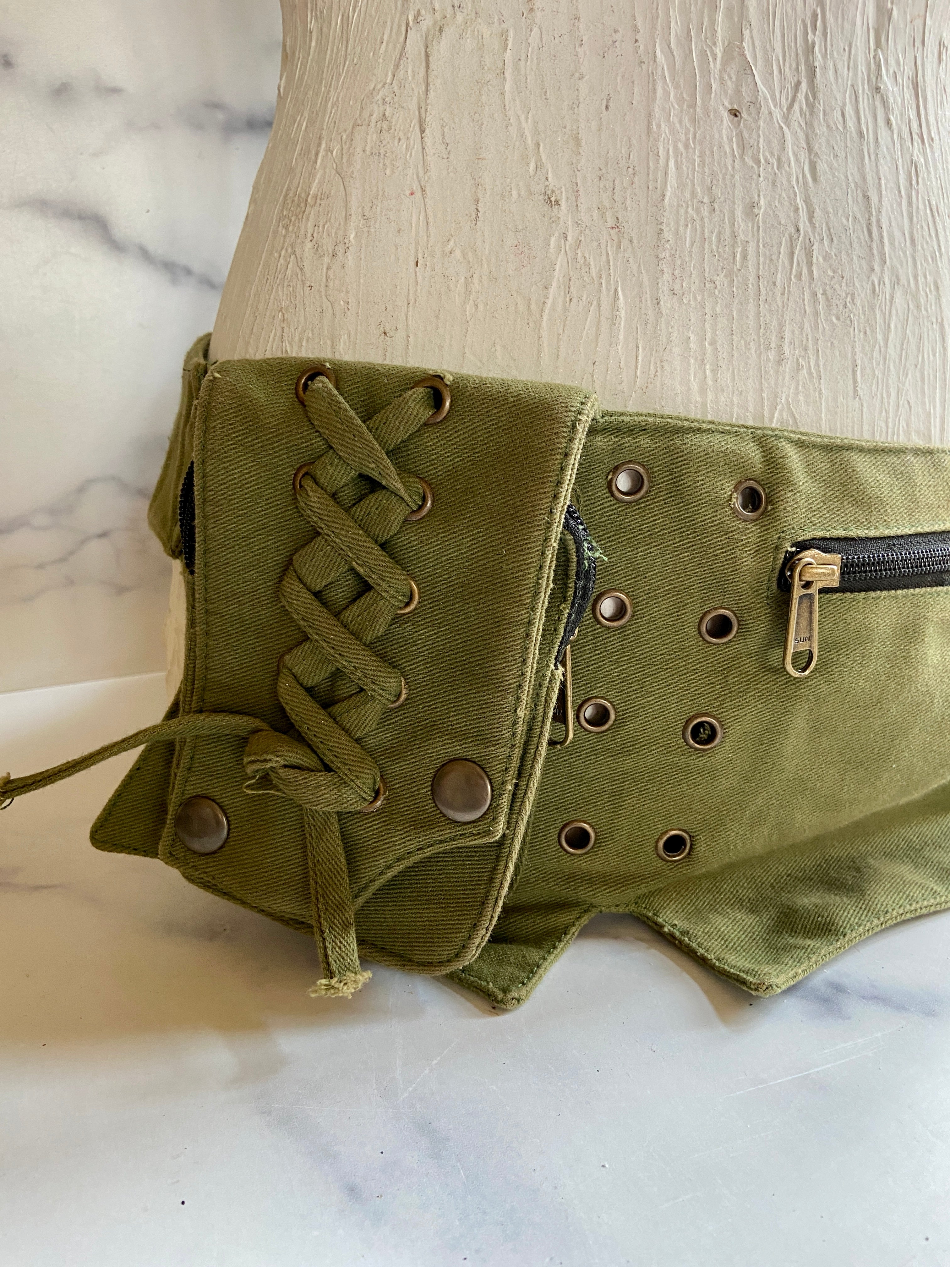 Olive green pocket belt