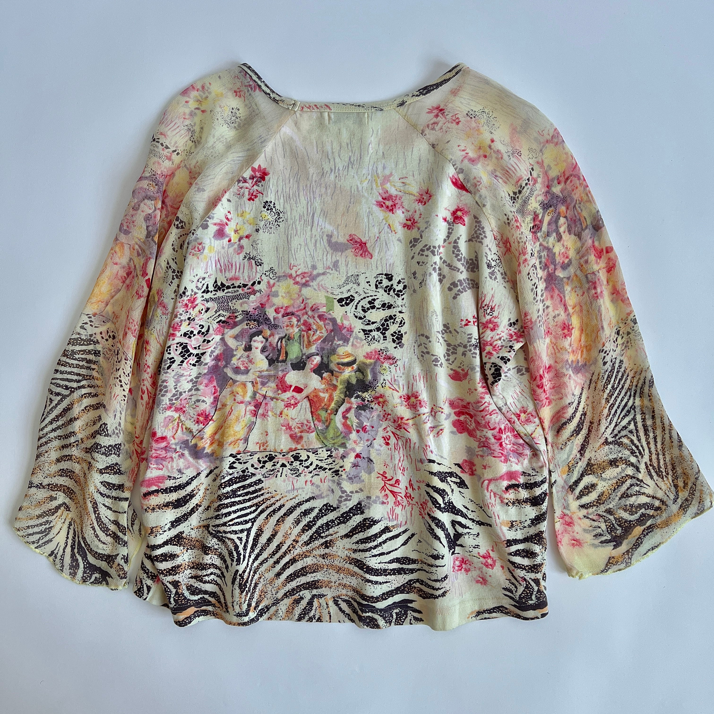 Vintage beaded people print top - 1X