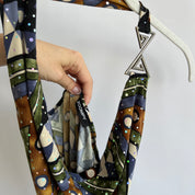 90s printed halter dress - M/L