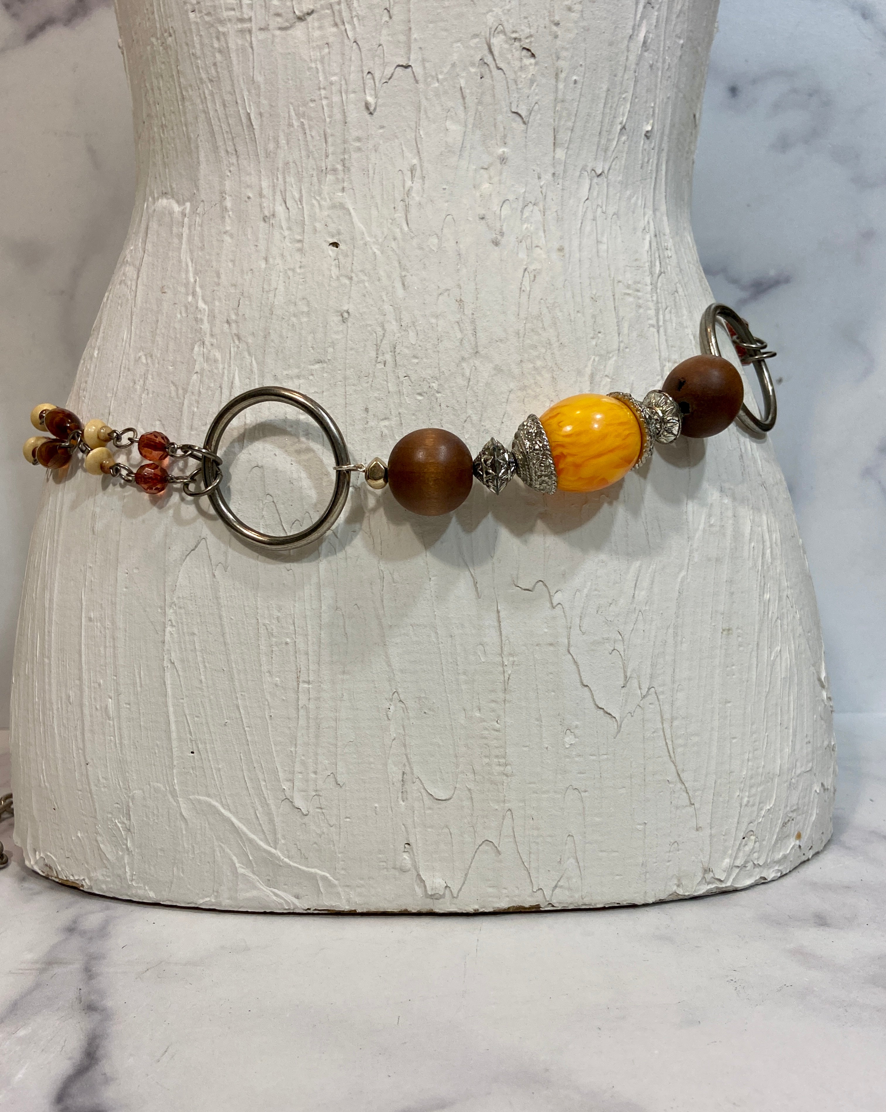 Metal and beads with circles belt