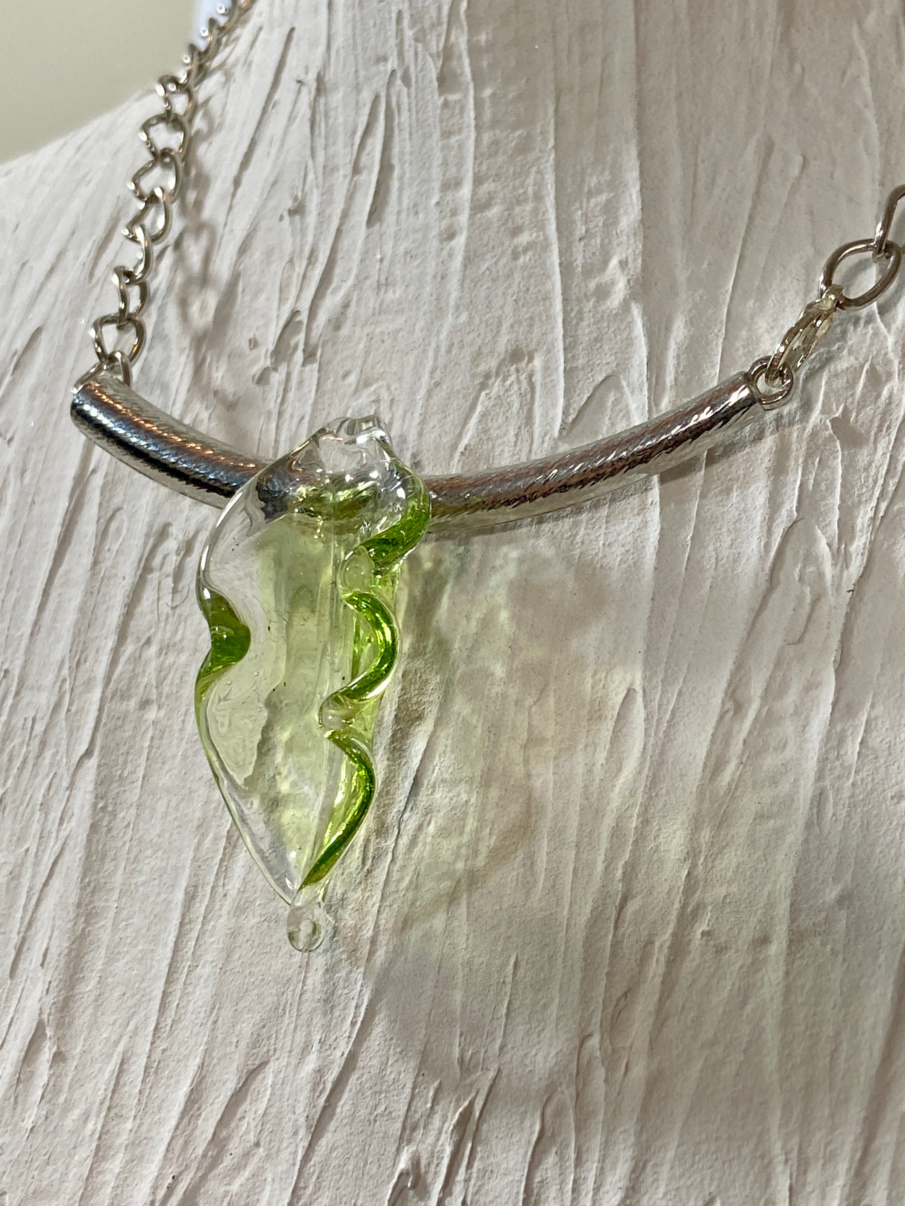 Green glass leaf