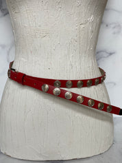 Red  silver skinny belt