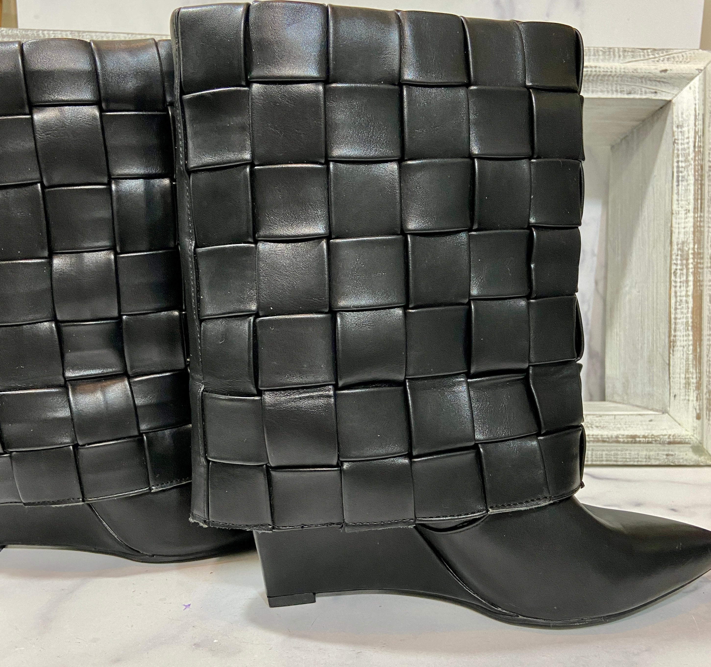 AZALEA WANG black leather boots (8)