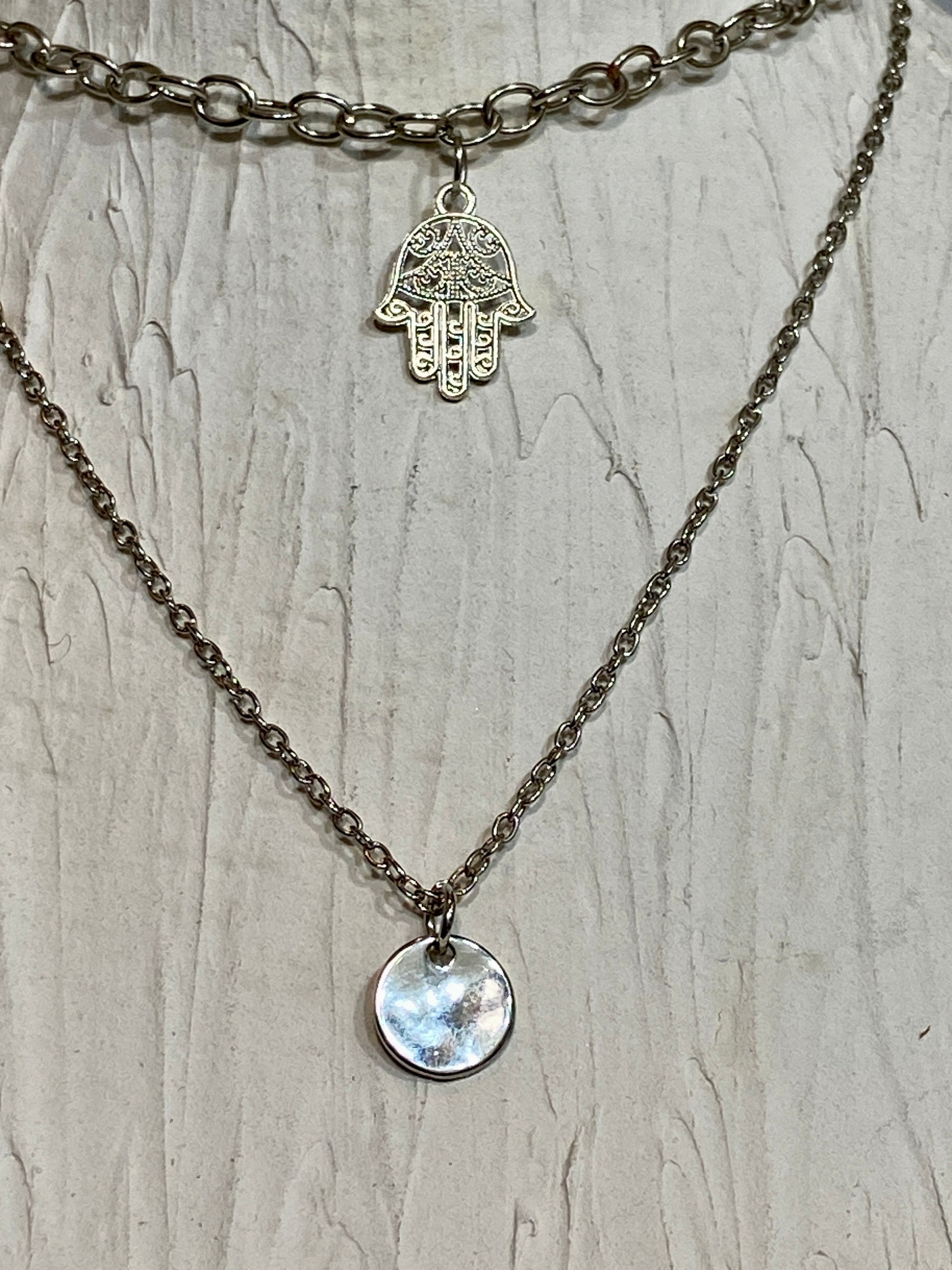 Hamsa hand layer necklace