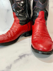 Vintage red black cowboy style boots