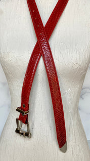 Red Genuine Snake Skin Belt