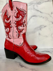 Custom hand painted leather boots